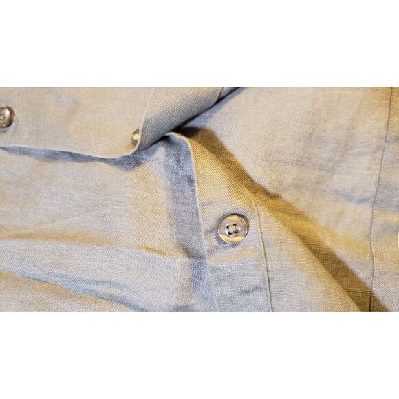 Pronto‎ Uomo 100% Linen Short Sleeve Button Down Shirt Brown Size L Designer - Picture 12 of 16